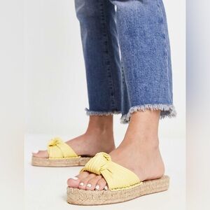 ASOS DESIGN Jade Knotted Espadrille Mules in Yellow